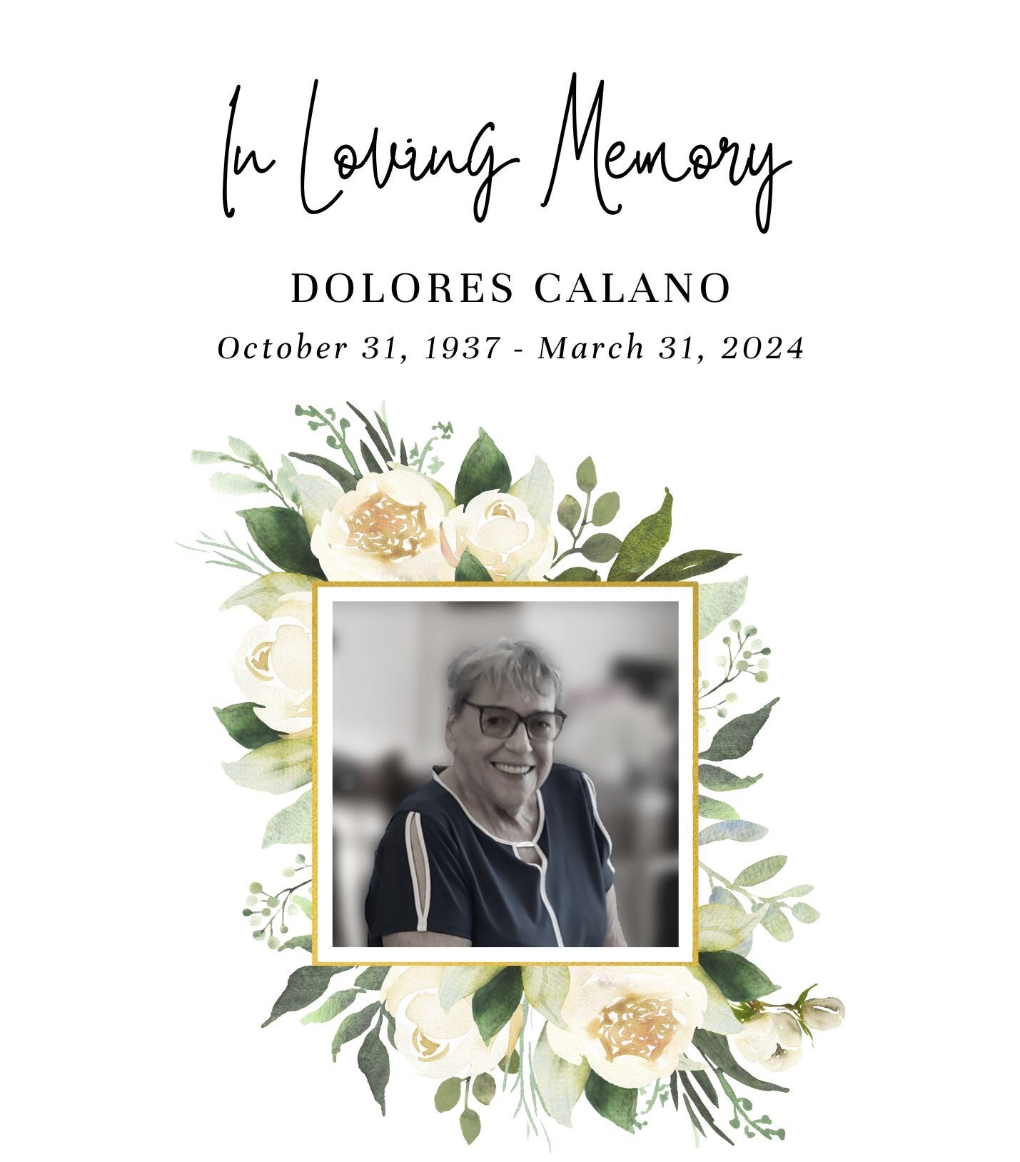 Obituary of Dolores Calano