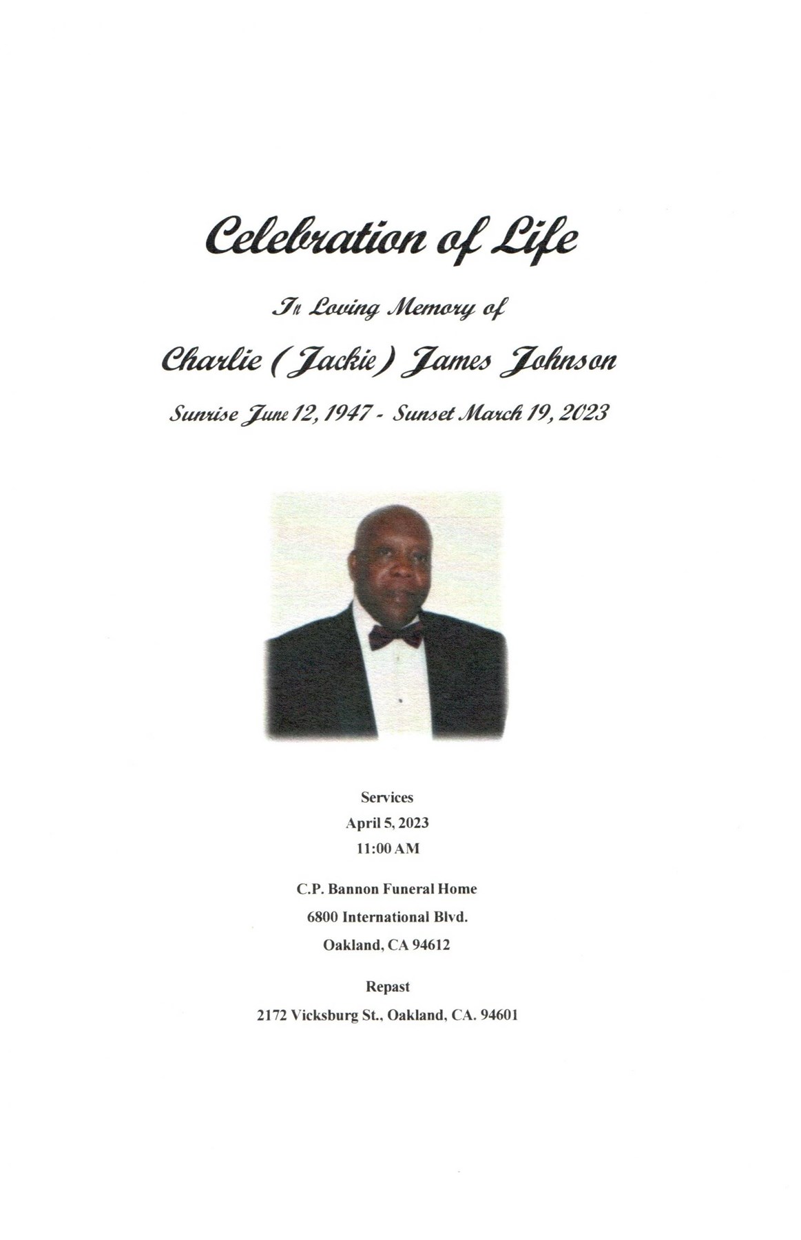 Obituary of Charlie James Johnson