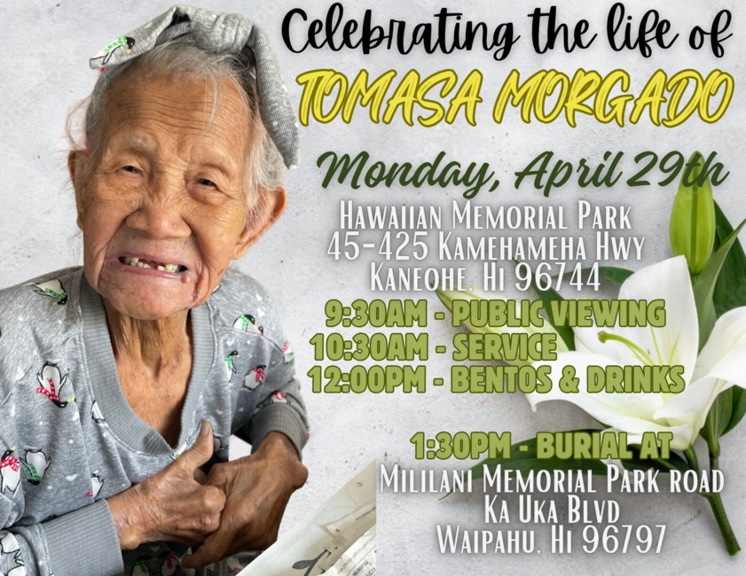 Obituary of Tomasa Cajudoy Morgado