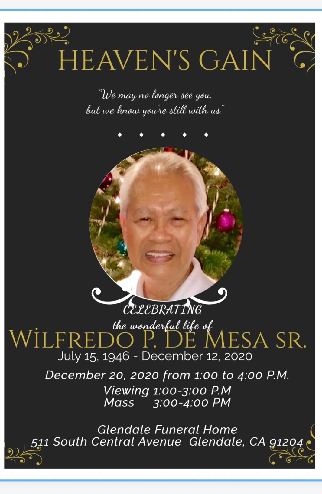 Obituary of Wilfredo Peralta De Mesa