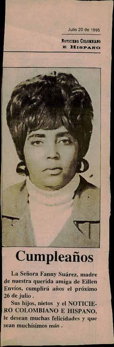 Obituario de Fanny Suarez