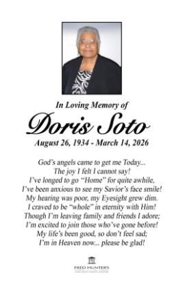 Obituary of Mrs. Doris Soto