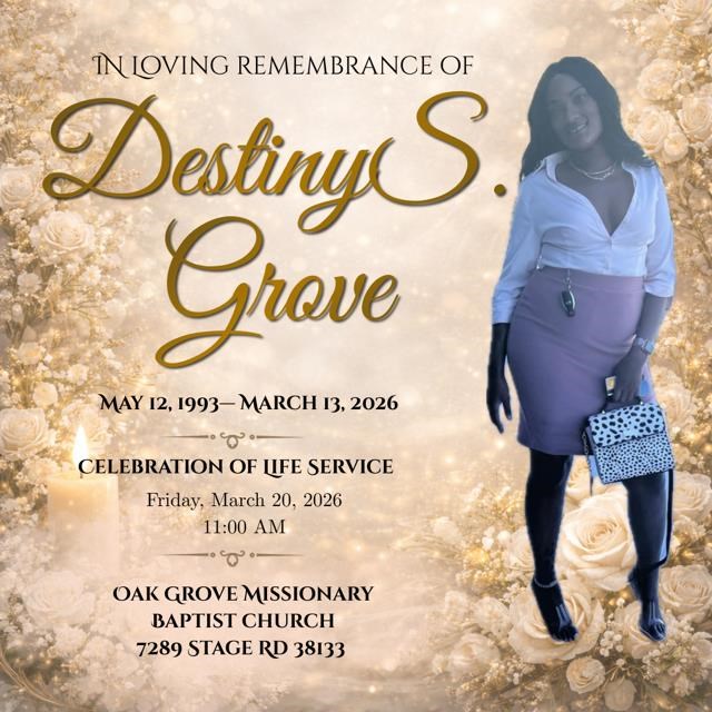 Obituary of Miss Destiny Shanice Grove