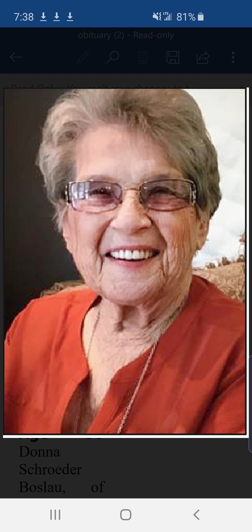 Obituary of Donna Lou Boslau