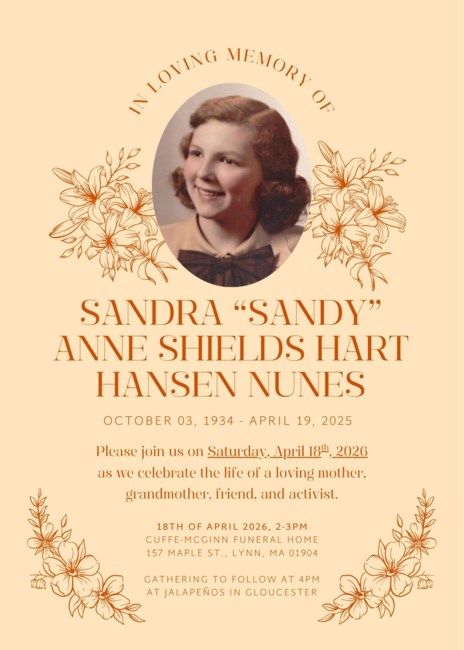 Obituary of Sandra "Sandy" Anne Shields Hart Hansen Nunes