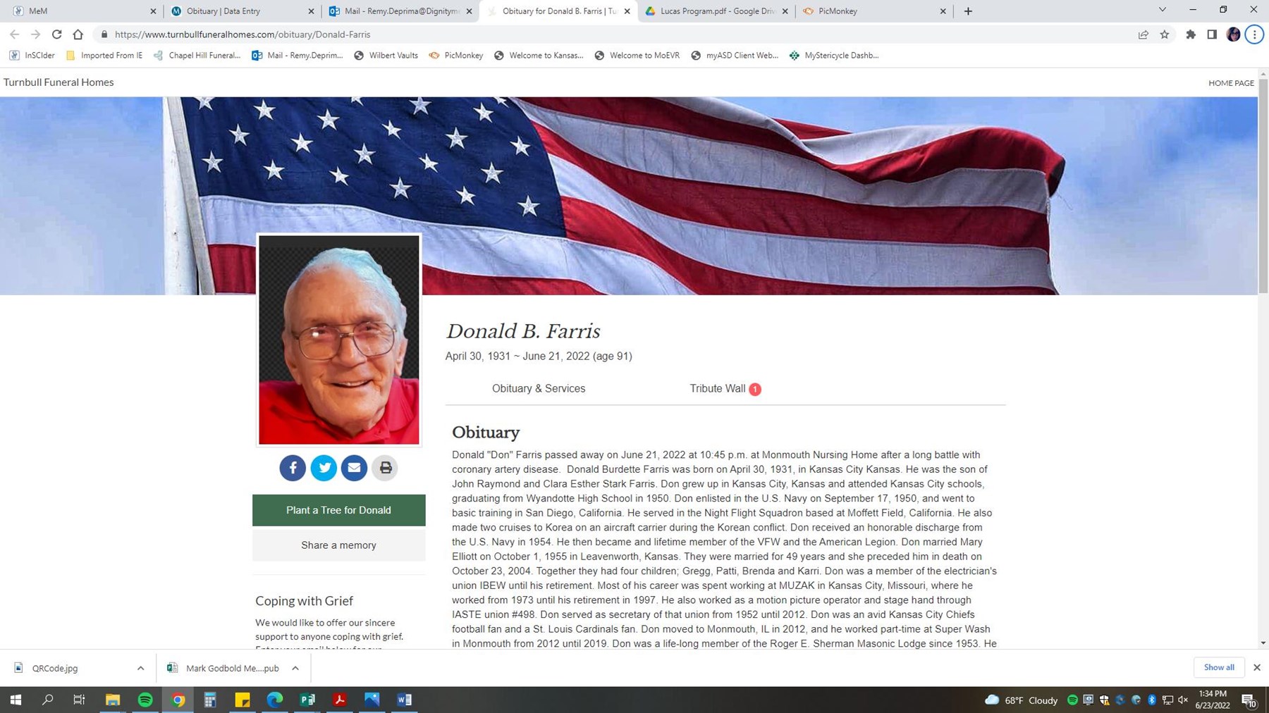 Obituary of Donald B. Farris