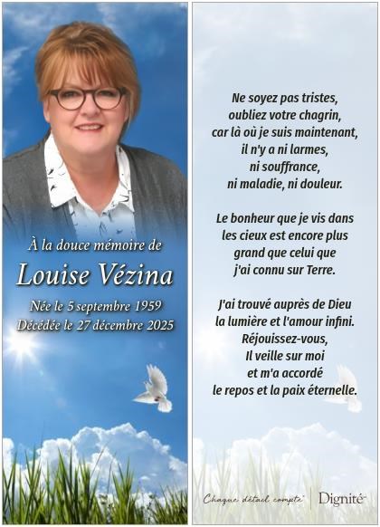 Avis de décès de Mme Louise Vézina