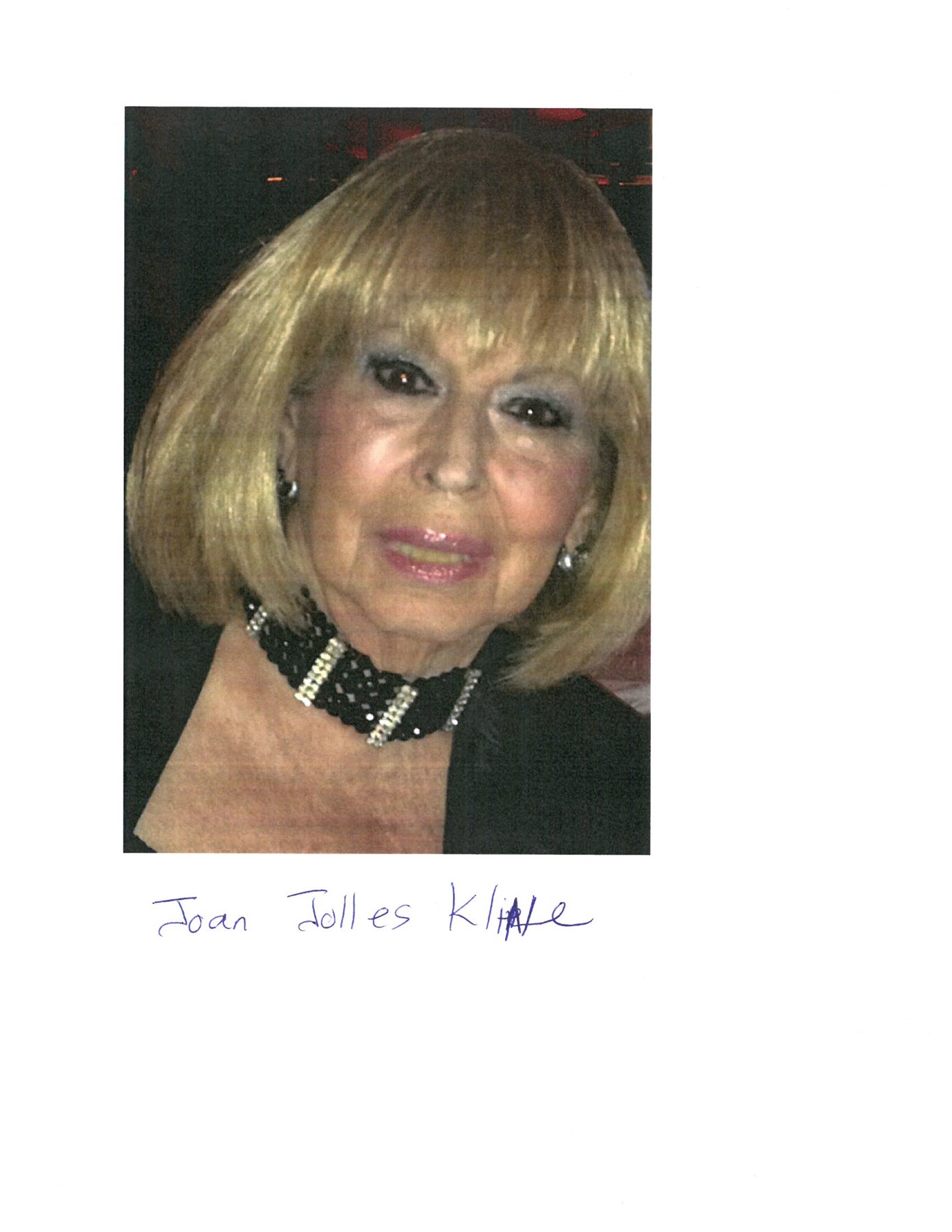 Obituary of Joan Jolles Kline