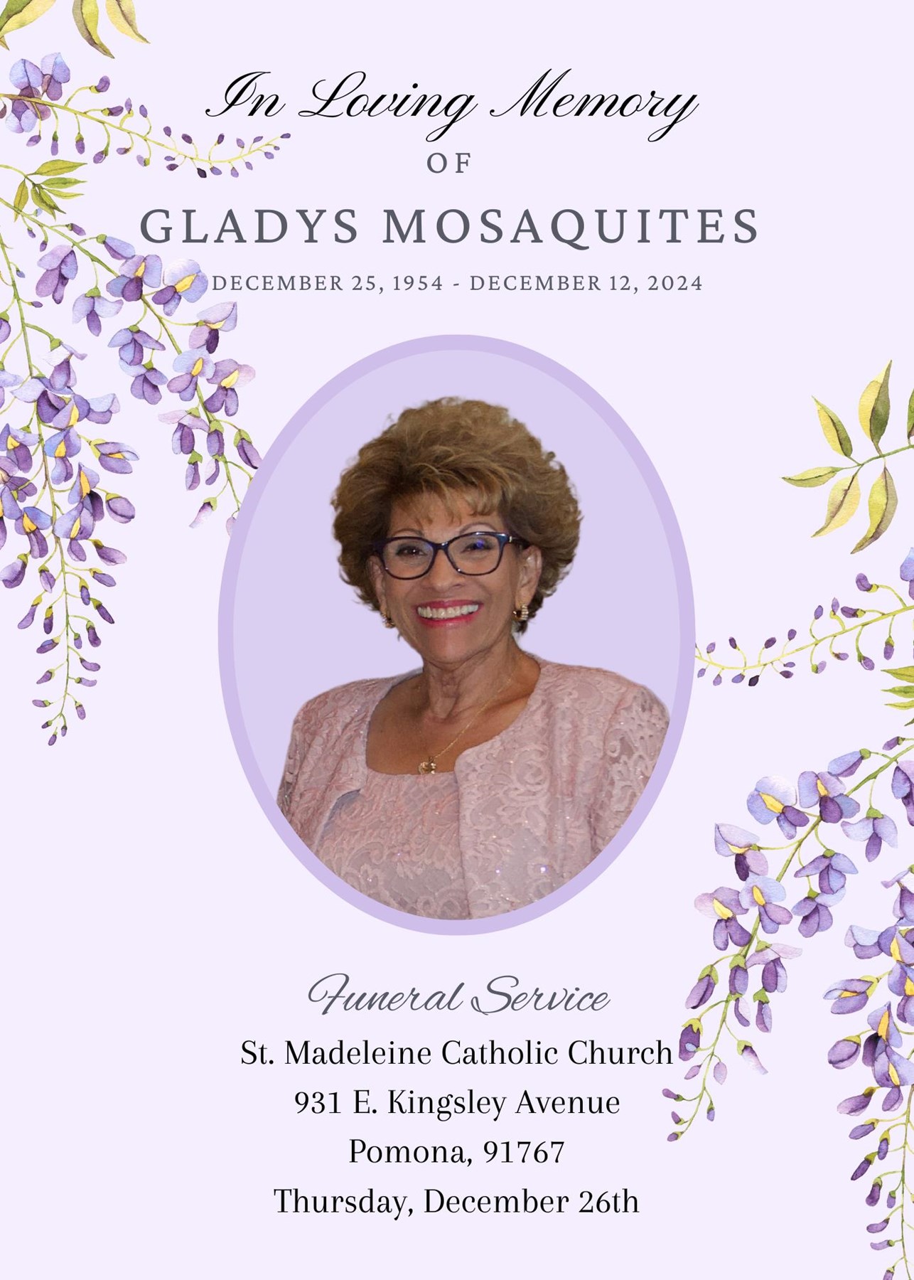 Obituary of Gladys Natividad Mosaquites