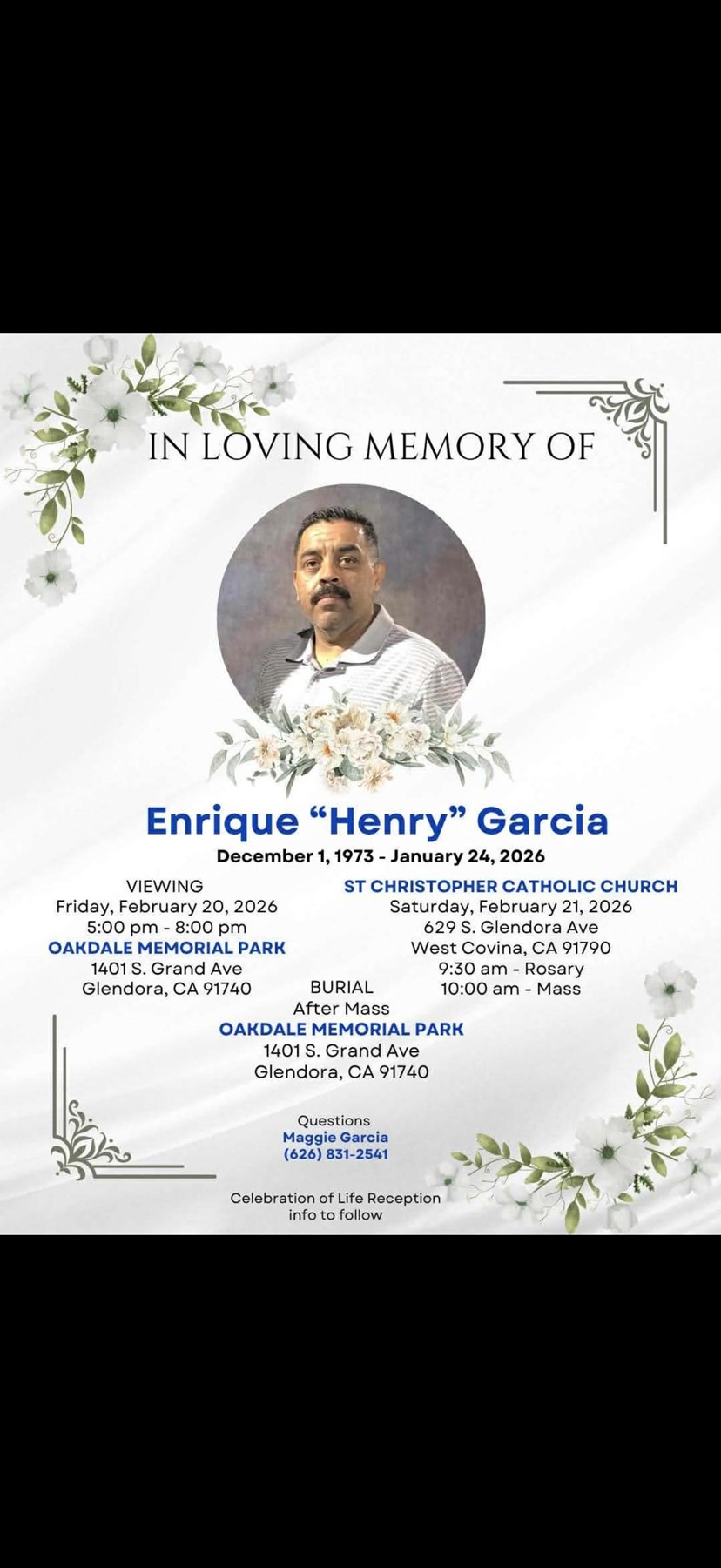 Avis de décès de Enrique Garcia