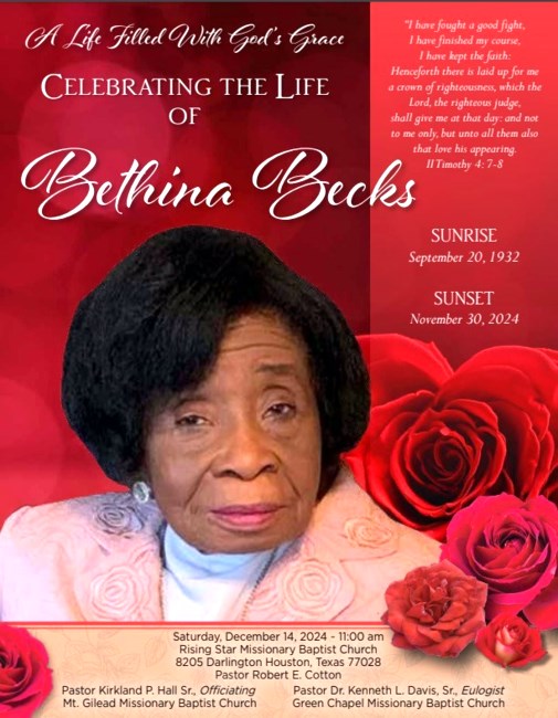 Obituary of Ms. Bethina "Tenchie" Becks