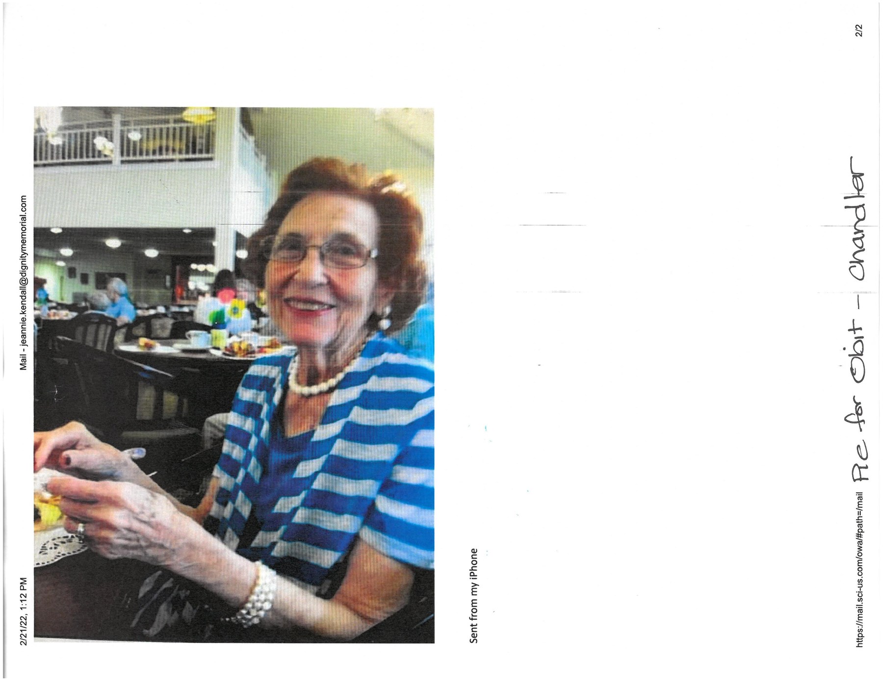 Obituary of Mary Elizabeth Chandler