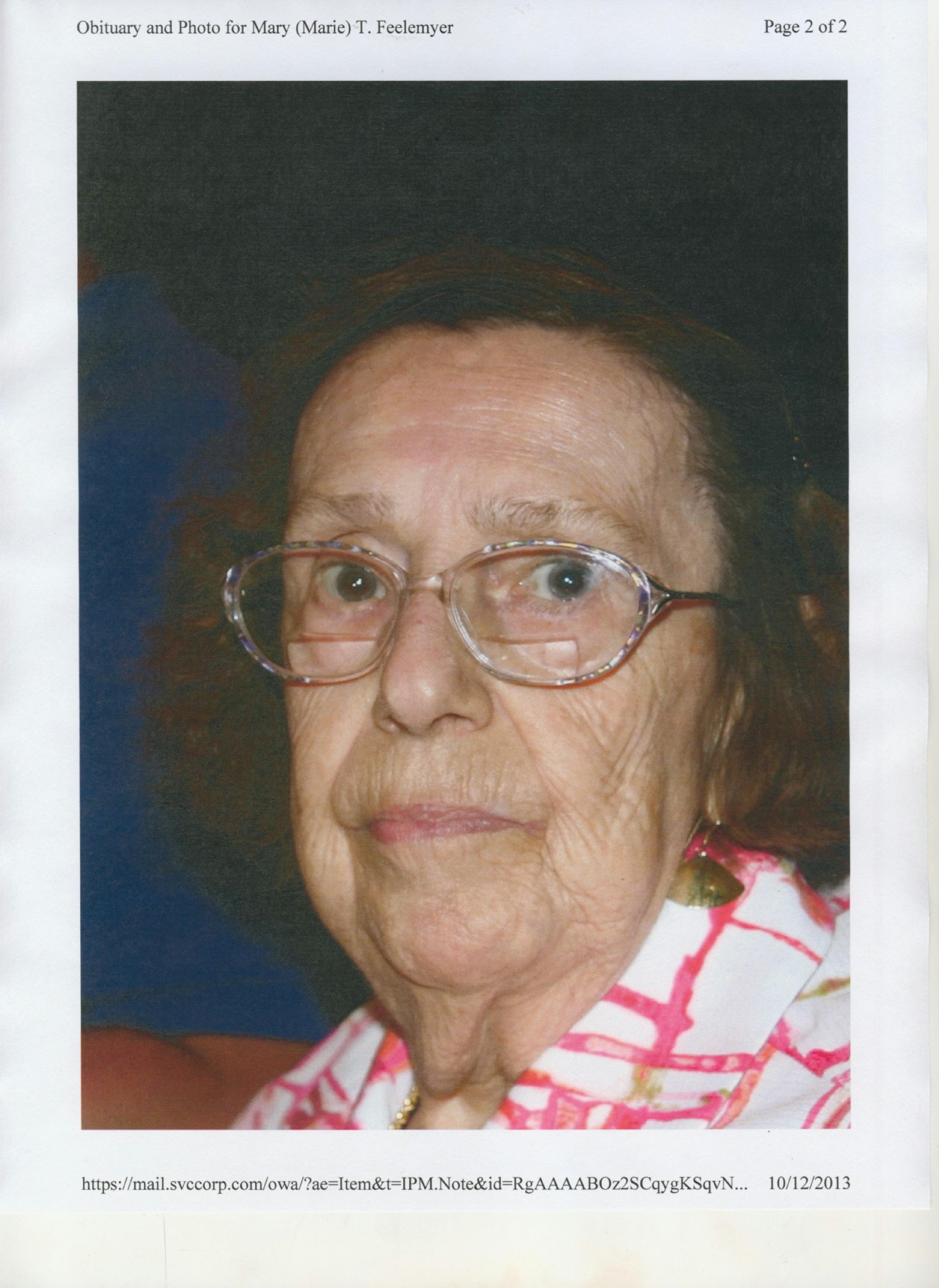 Obituary of Marie T. Feelemyer