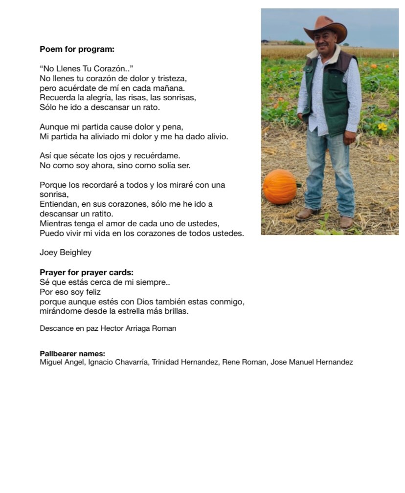 Obituary of Hector Arriaga Roman