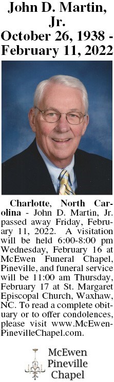 Obituary of John D. Martin Jr.