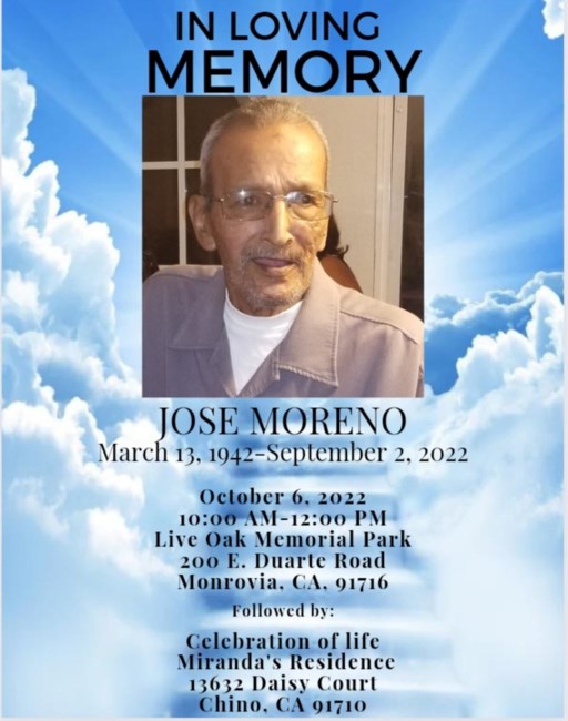 Obituario de Jose Moreno