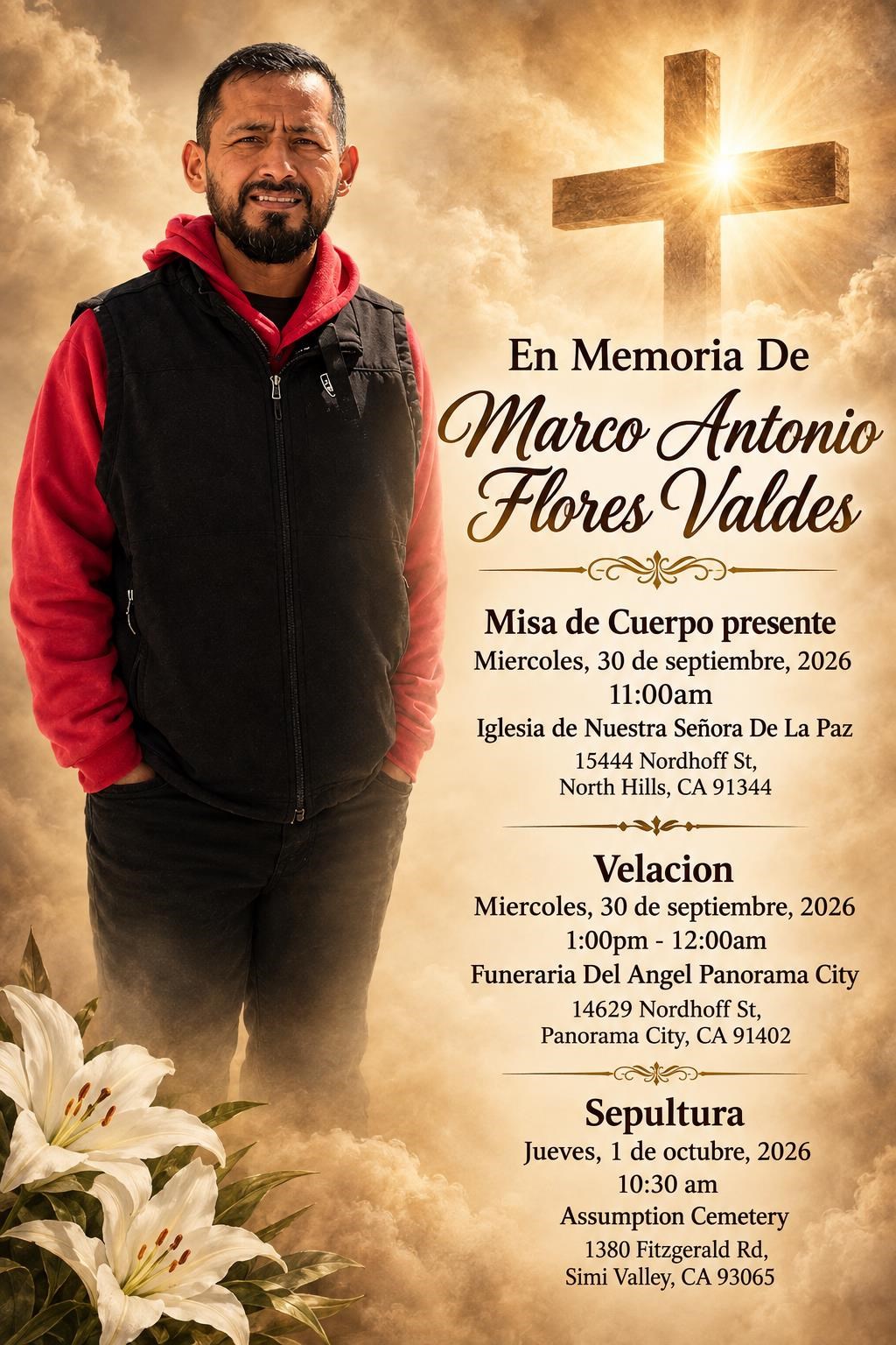 Obituario de Marco Antonio Flores Valdes