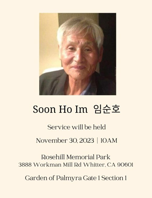 Obituary of Soon Ho Im