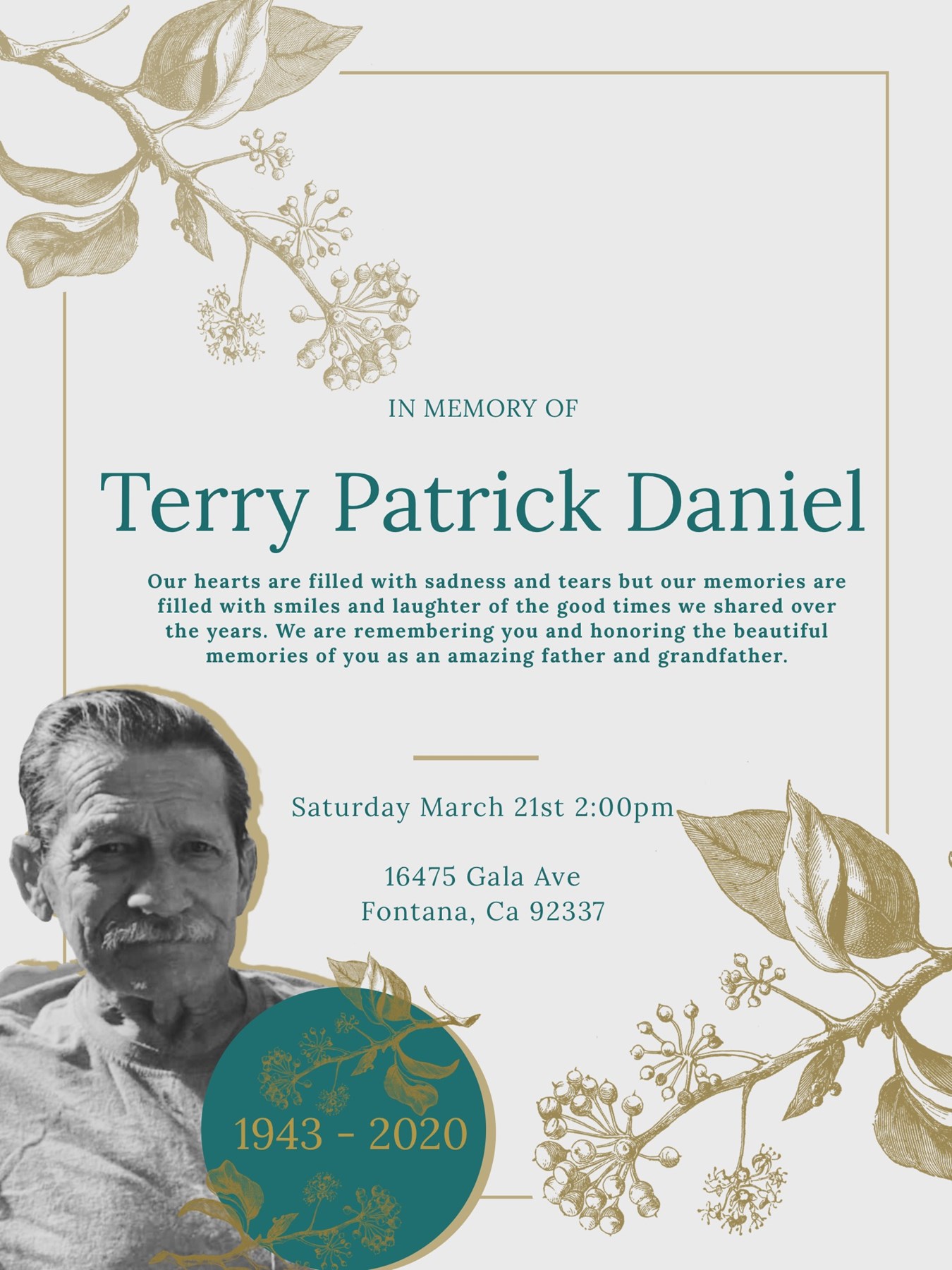 Obituary of Terry Patrick Daniel