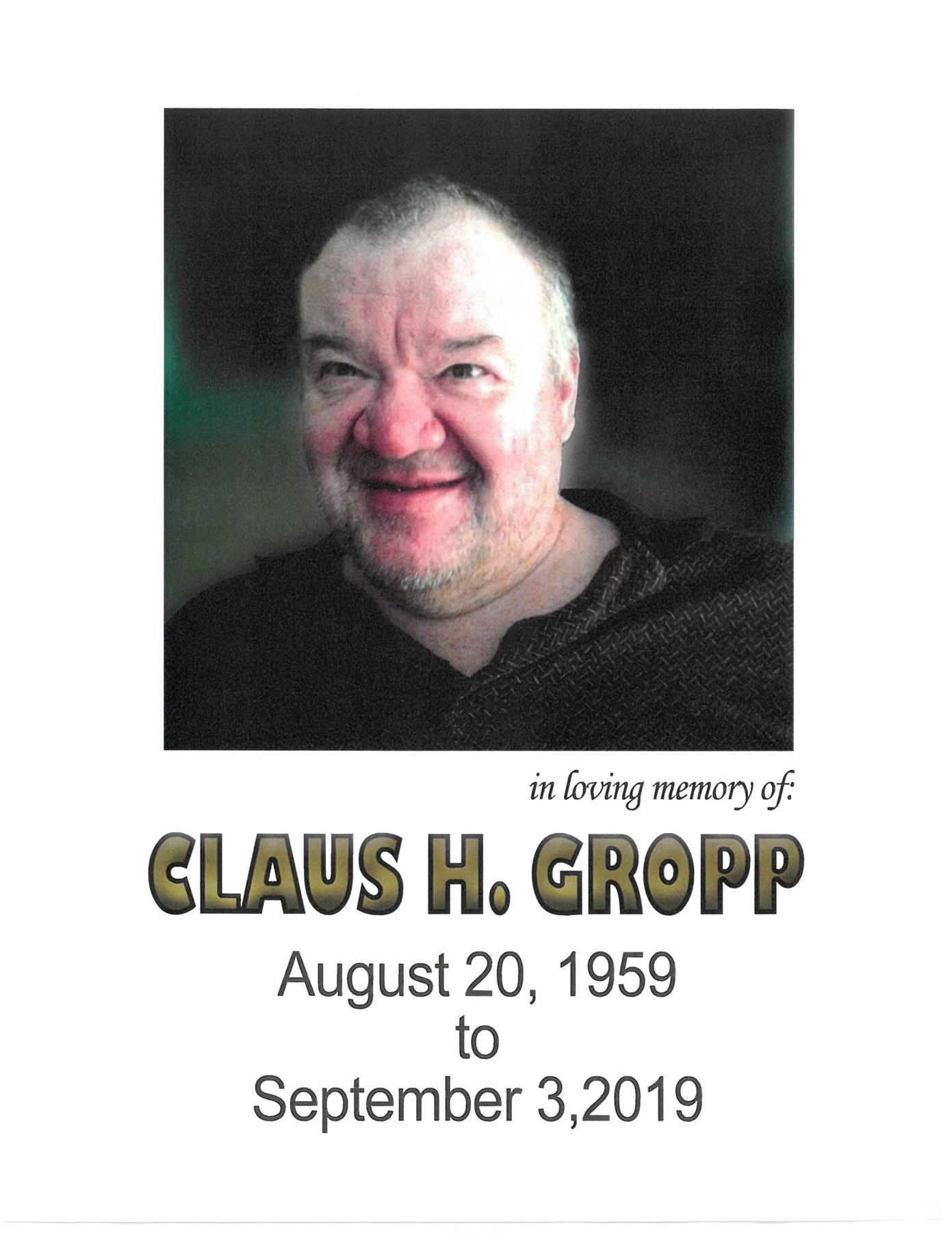 Obituario de Claus H. Gropp