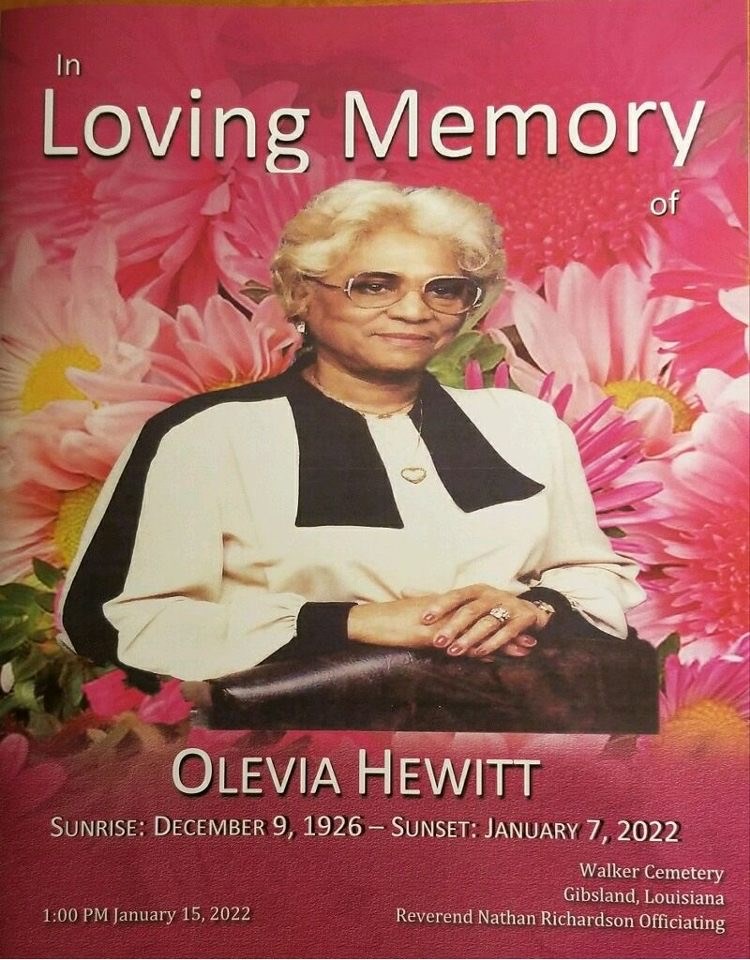 Obituary of Olevia Harvey Hewitt