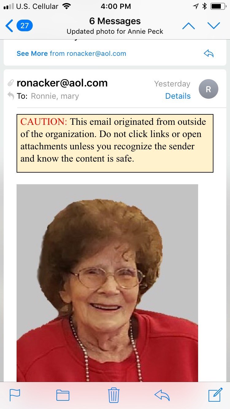 Obituary of Annie Irene Links Ward Peck