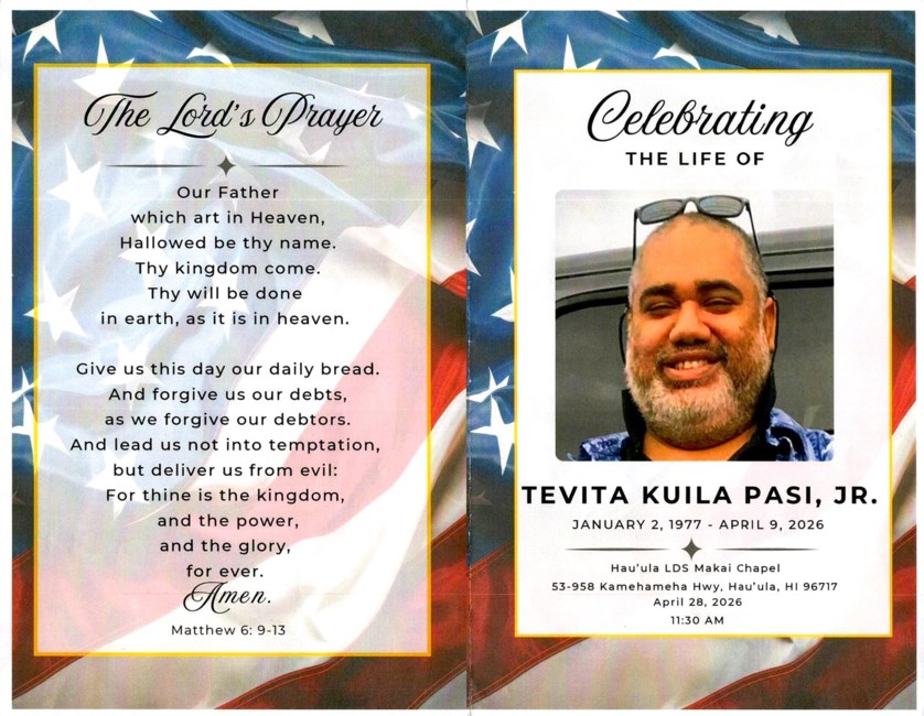 Obituary of Tevita Kuila Pasi Jr.