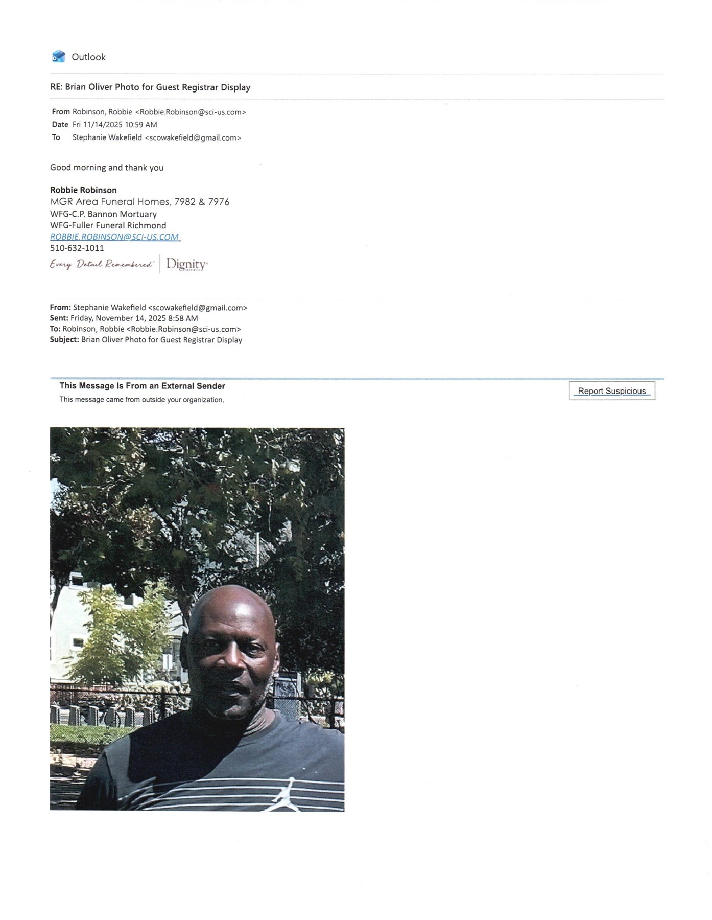 Avis de décès de Brian Phillip Oliver