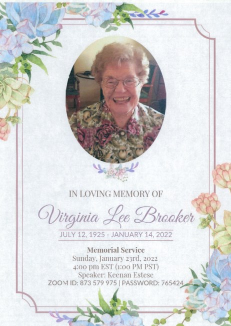 Obituary of Virginia L. Brooker