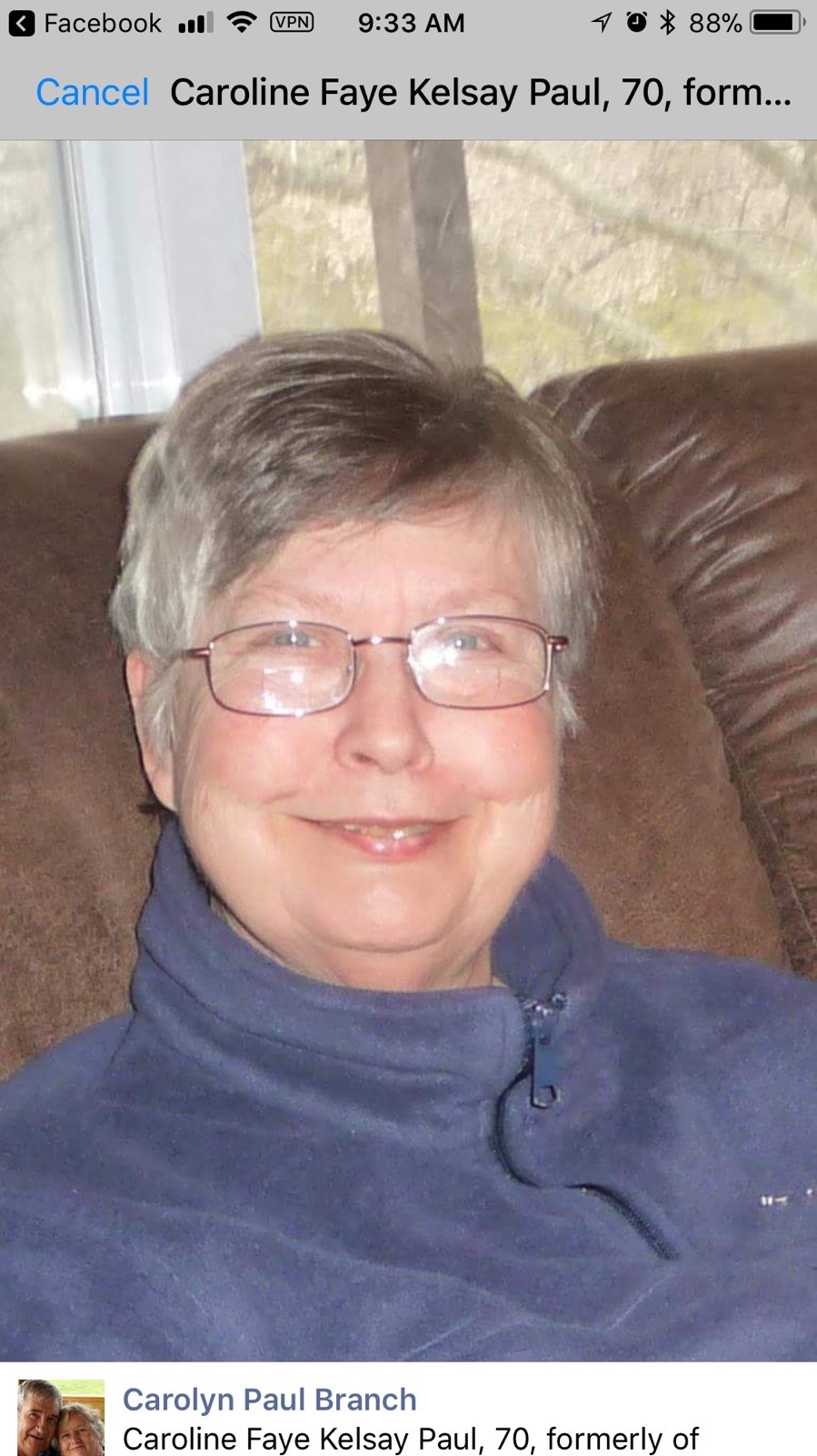 Obituario de Caroline Faye Paul