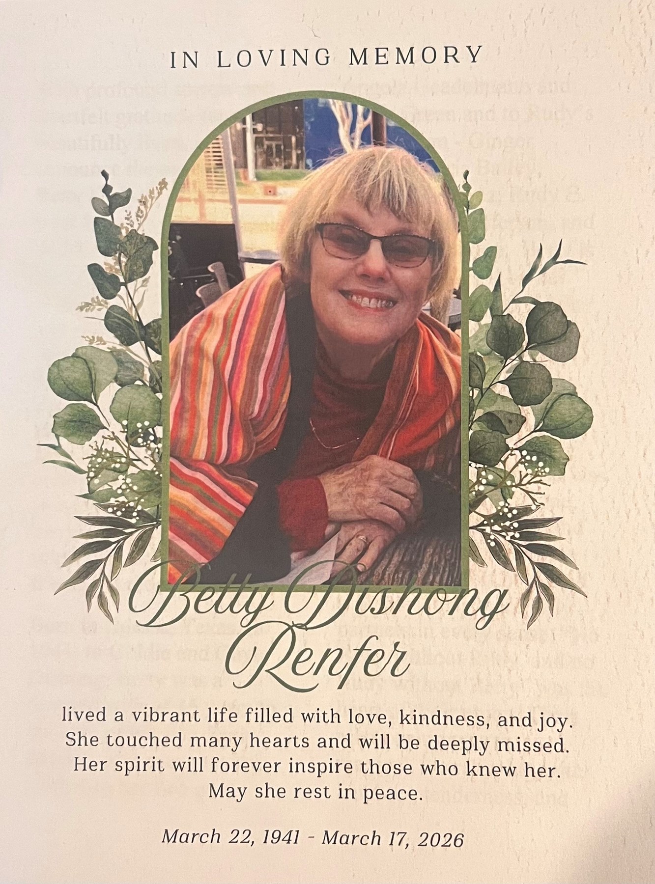 Obituary of Betty Dishong Renfer