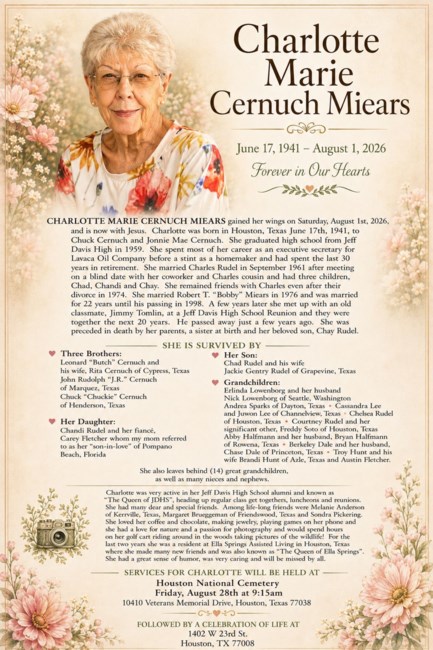 Obituary of Charlotte Marie Miears