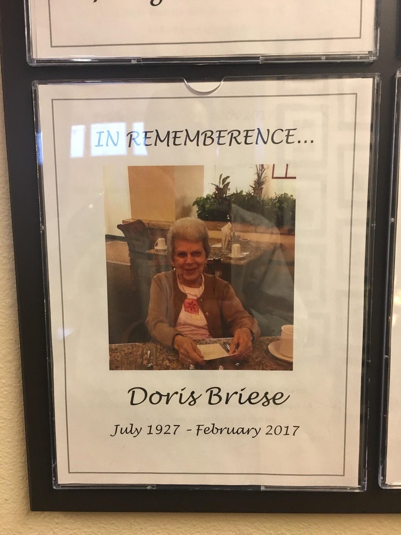 Obituary of Doris Myrtle Briese