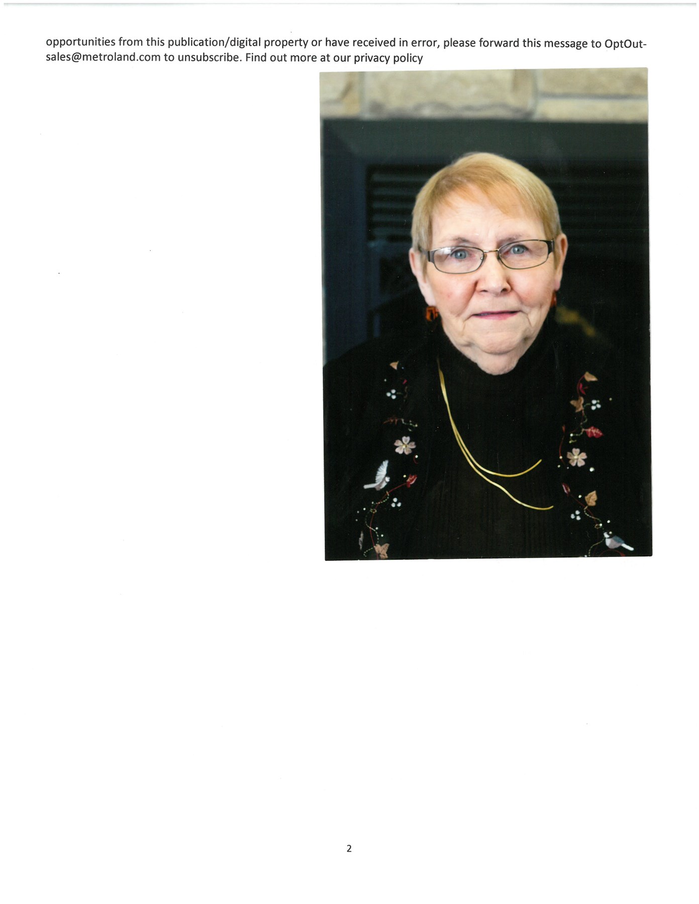 Obituary of Gloria Elizabeth Rosenberg