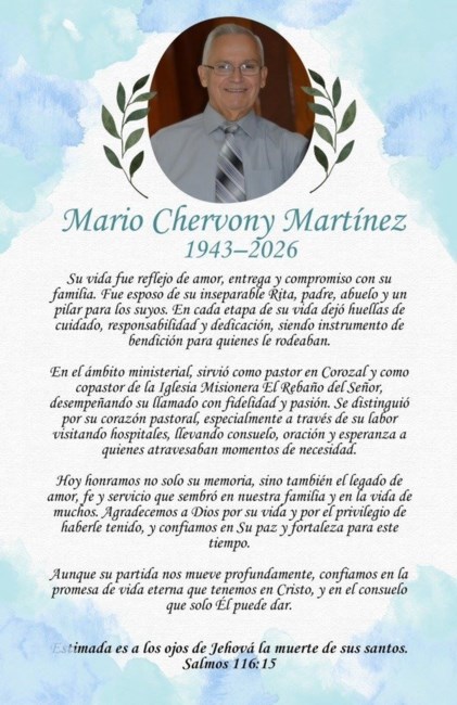 Obituario de Mario Chervony Martínez