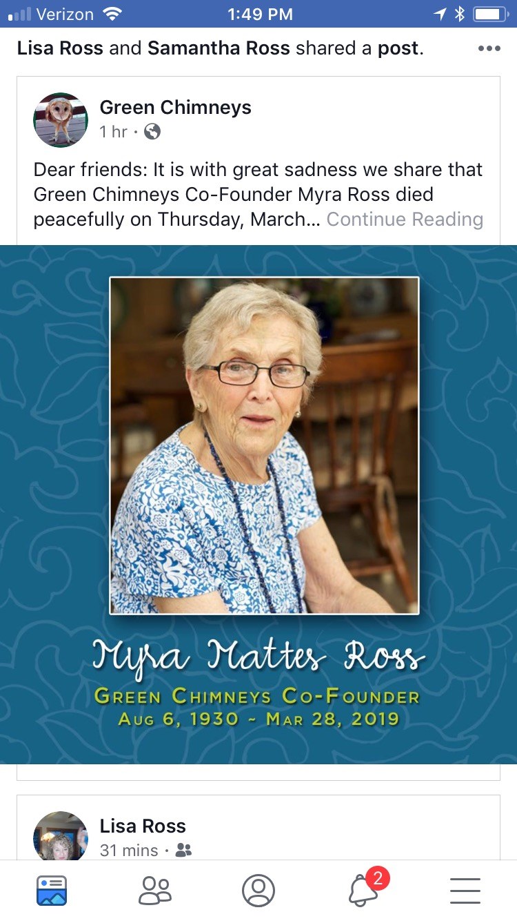 Obituary of Myra Ross