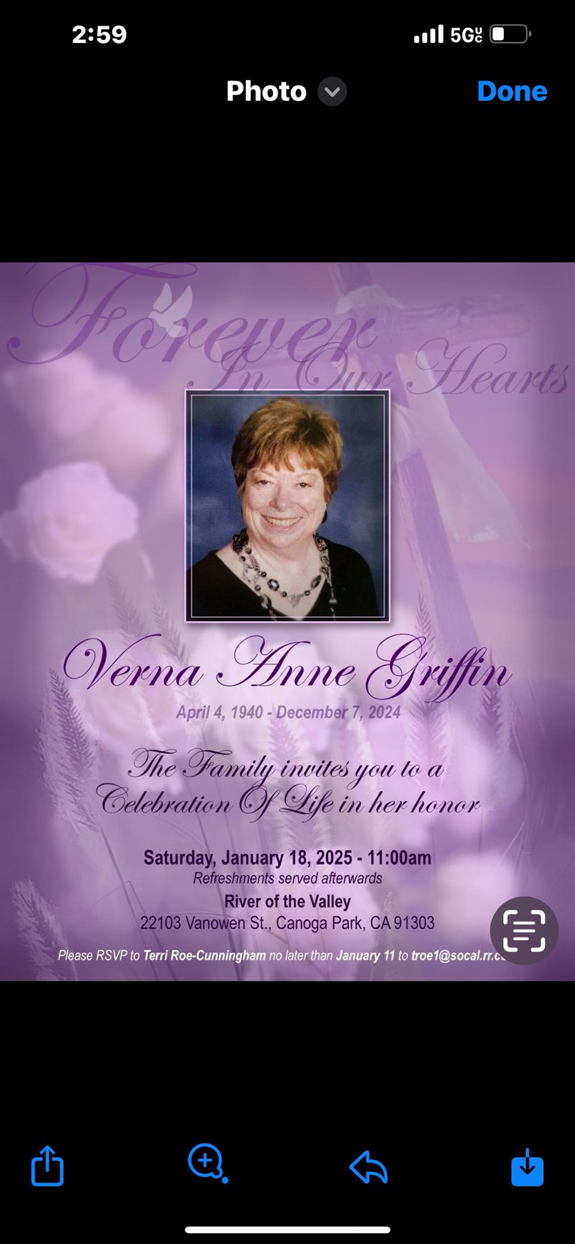 Obituary of Verna Anne Griffin