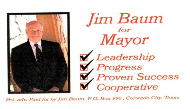 Jim Baum Obituary Colorado City Tx