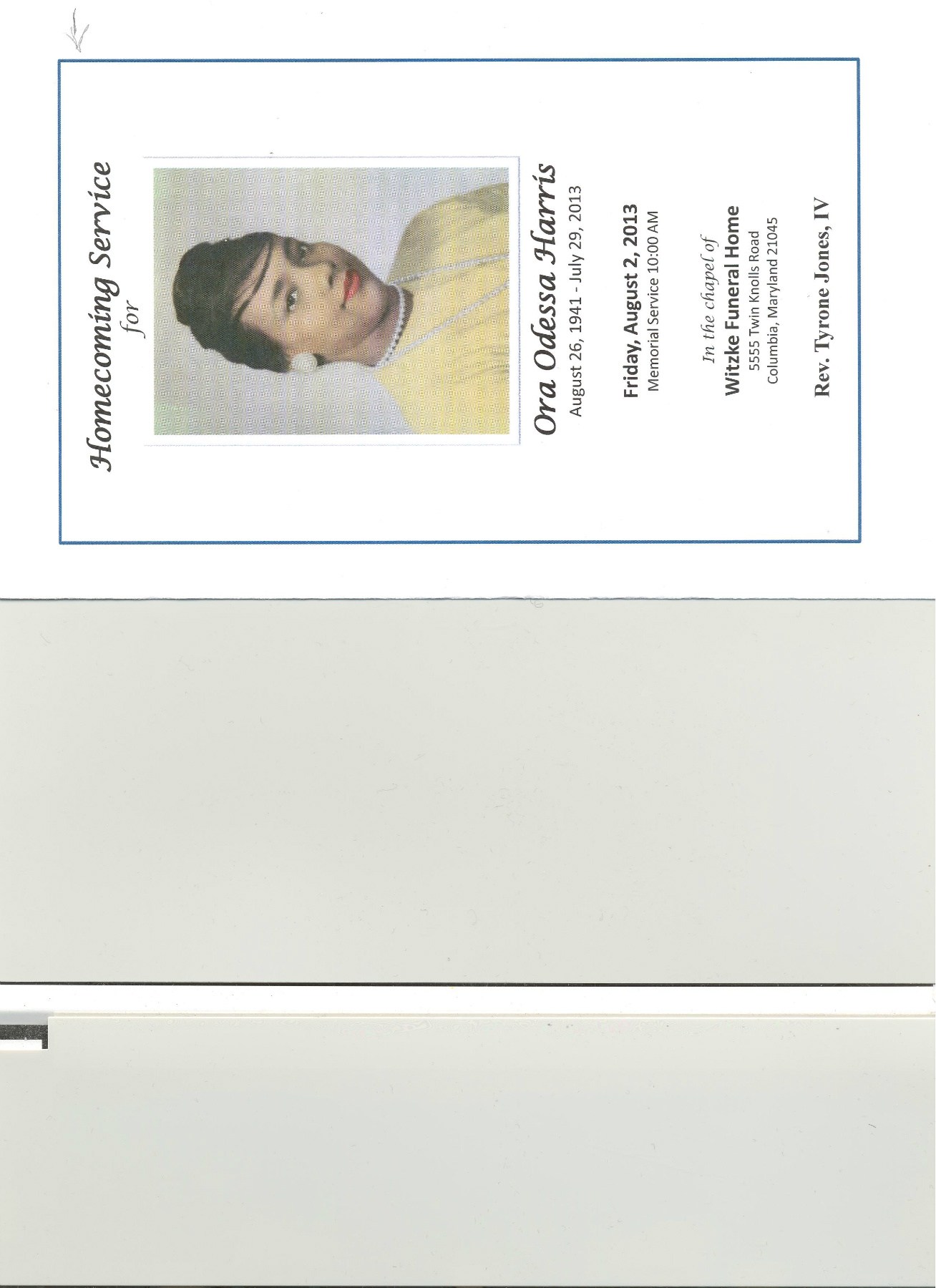 Obituary of Ora Odessa Harris