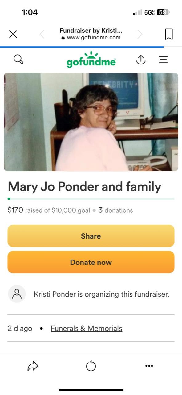 Obituary of Mary Jo Ponder