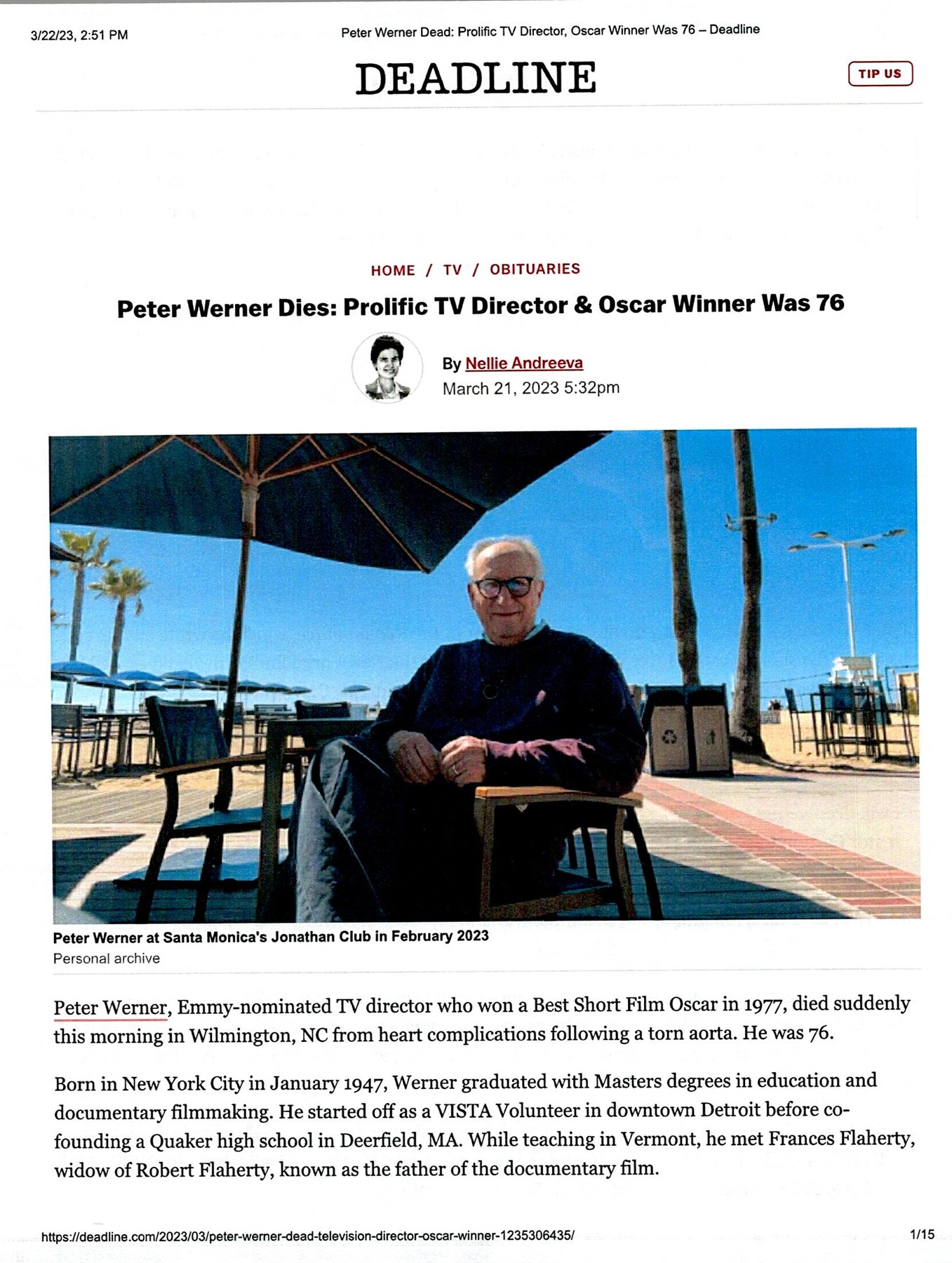 Obituary of Peter Werner