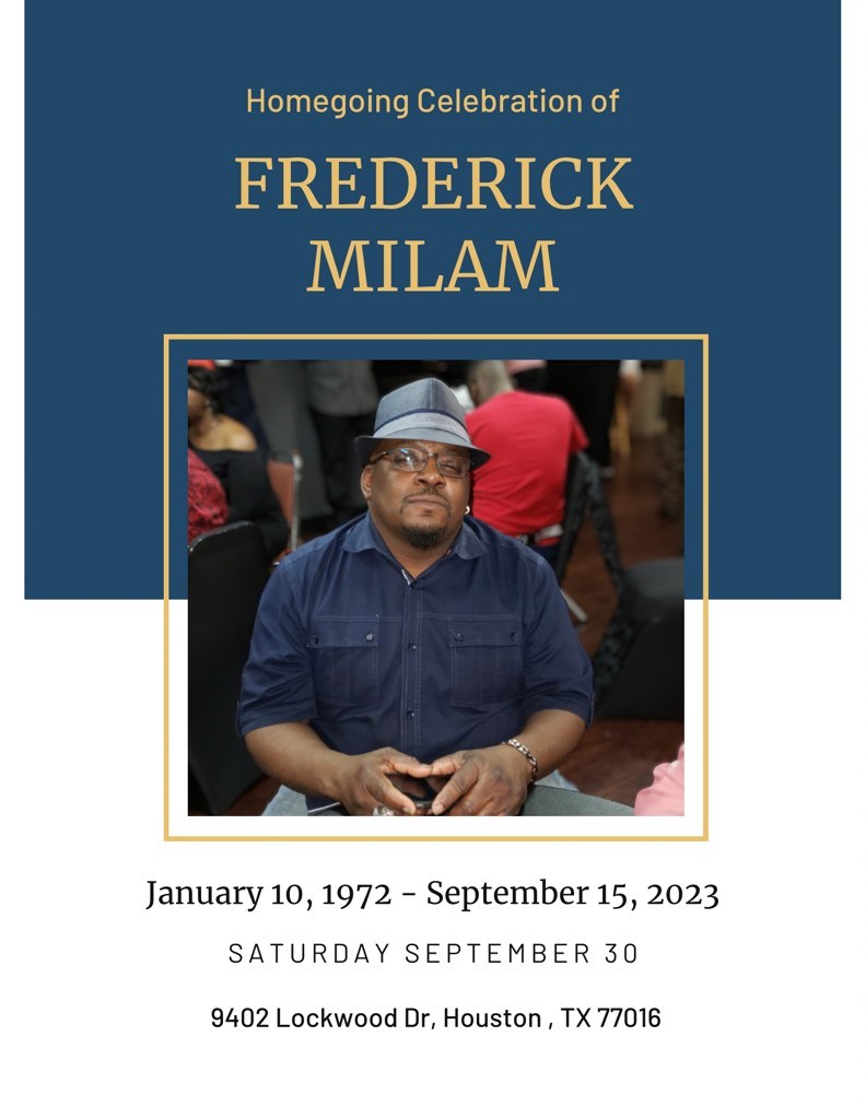 Obituary of Frederick Lee Thomas Milam