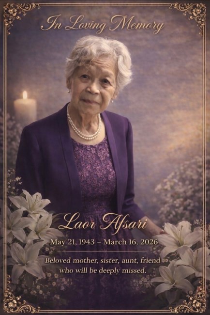 Avis de décès de Laor W Afsari