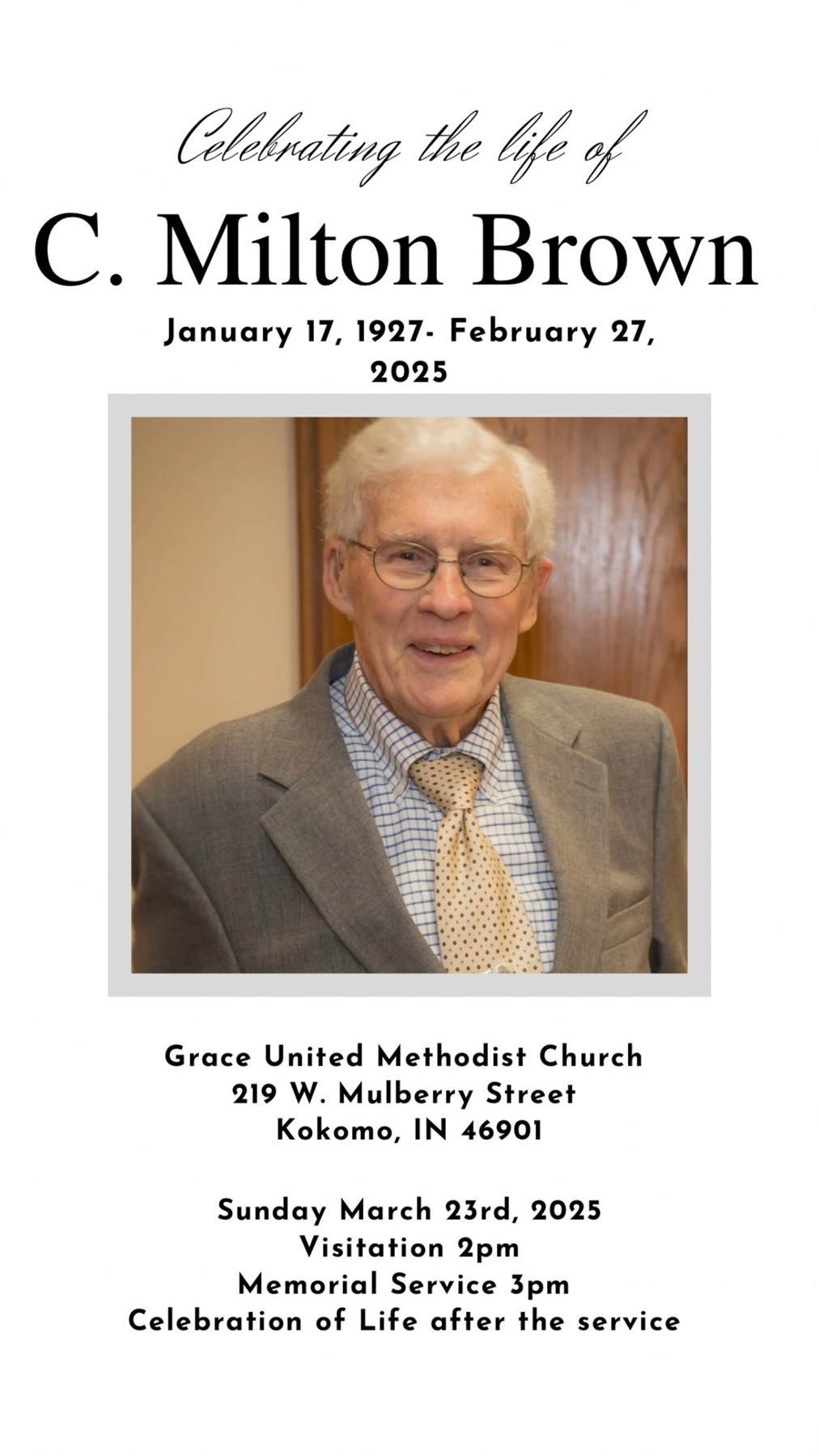 Obituary of Charles Milton Brown