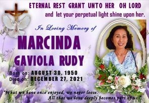 Obituary of Mrs Marcinda "Marci" Gaviola (Demayo) Rudy
