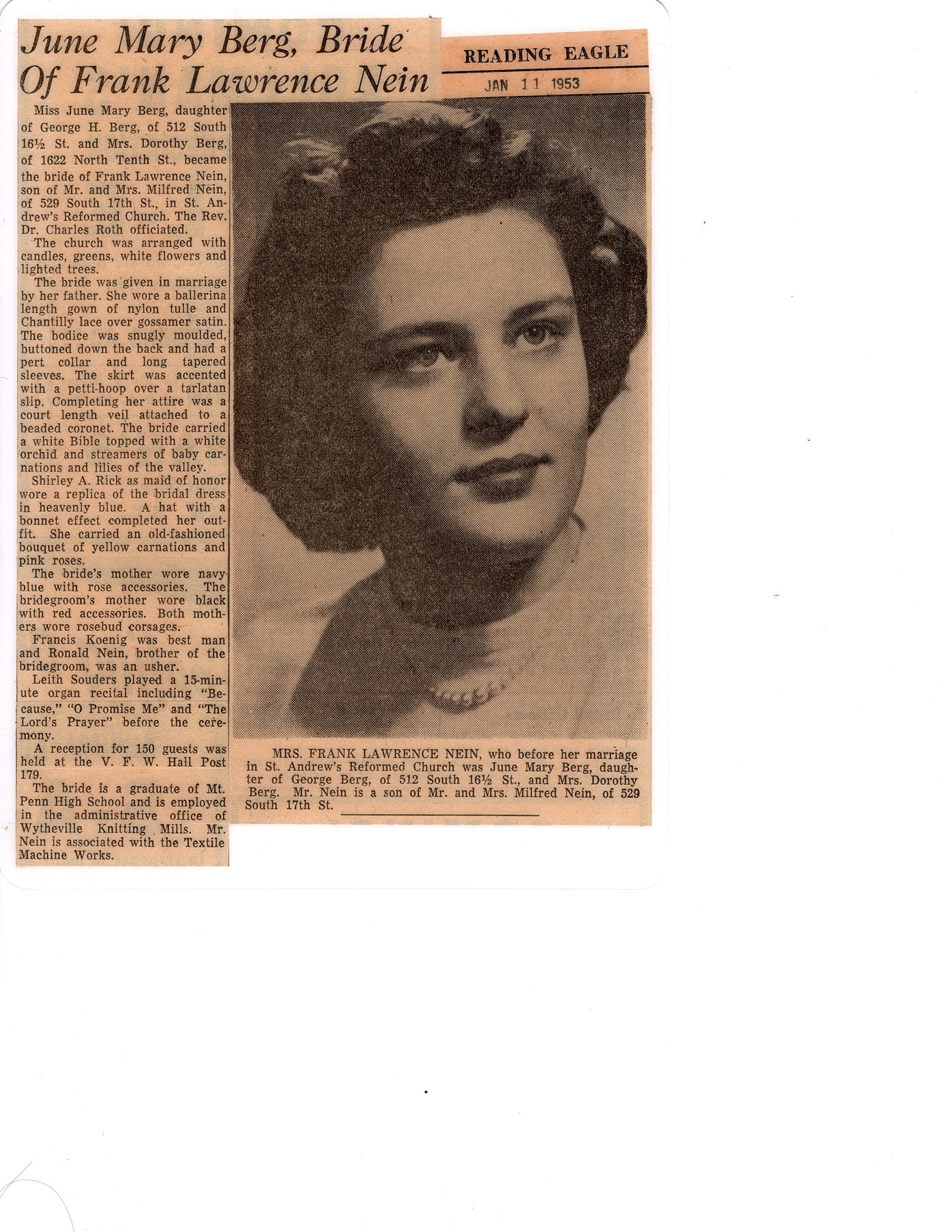 Obituary of June Mary Nein