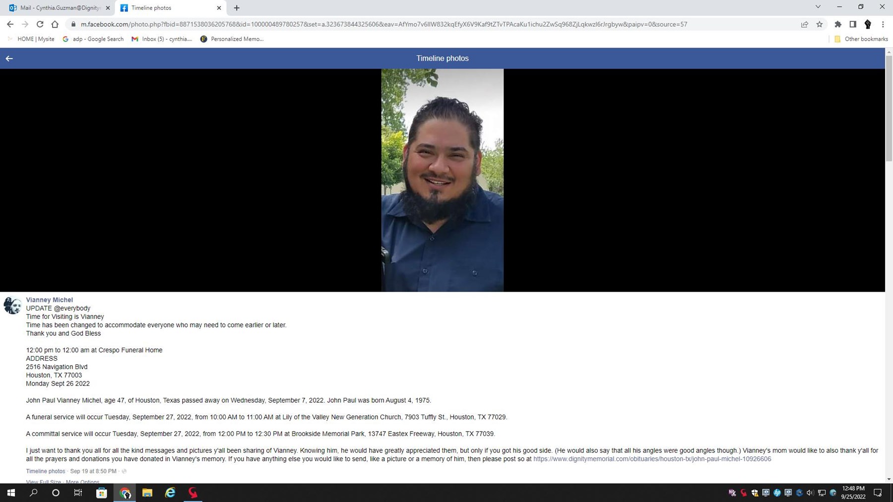 Obituary of John Paul Vianney Michel