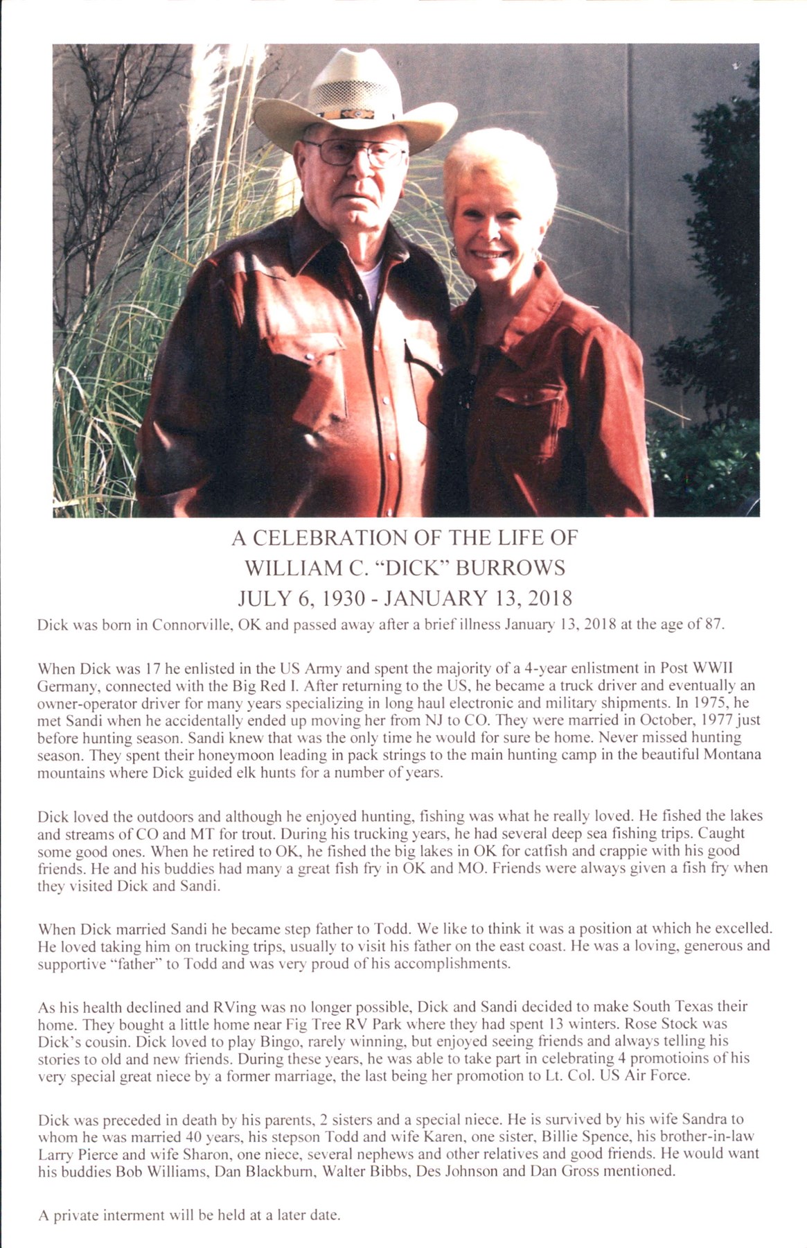 Obituary of William Clinton Burrows