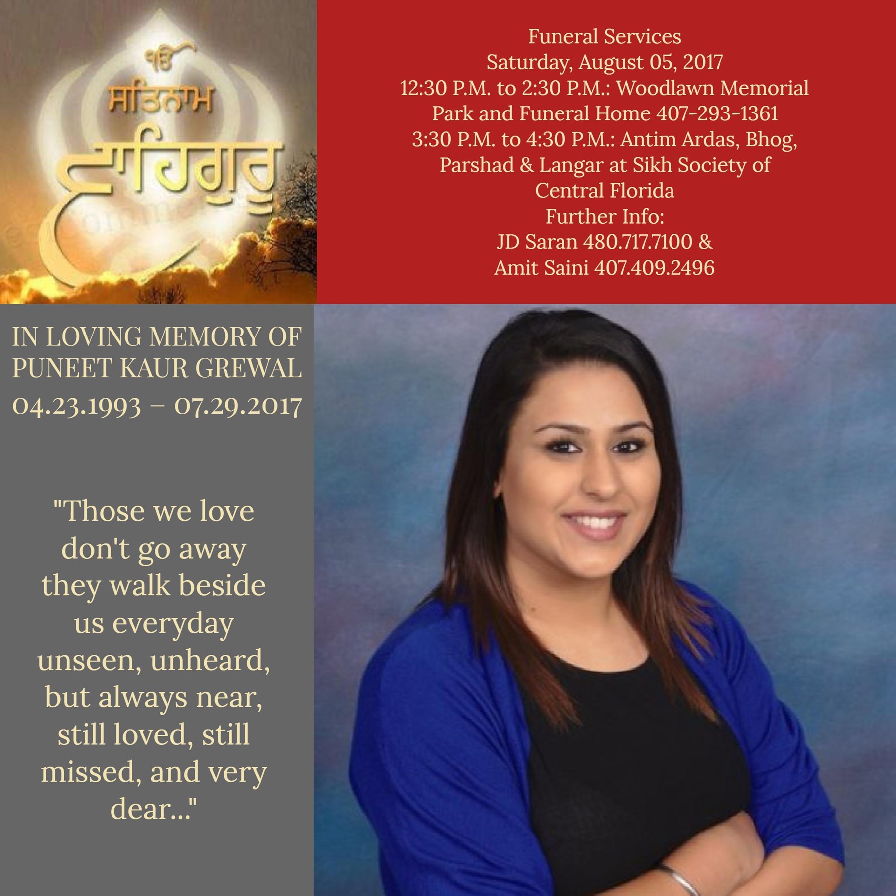 Obituary of Puneet Kaur Grewal