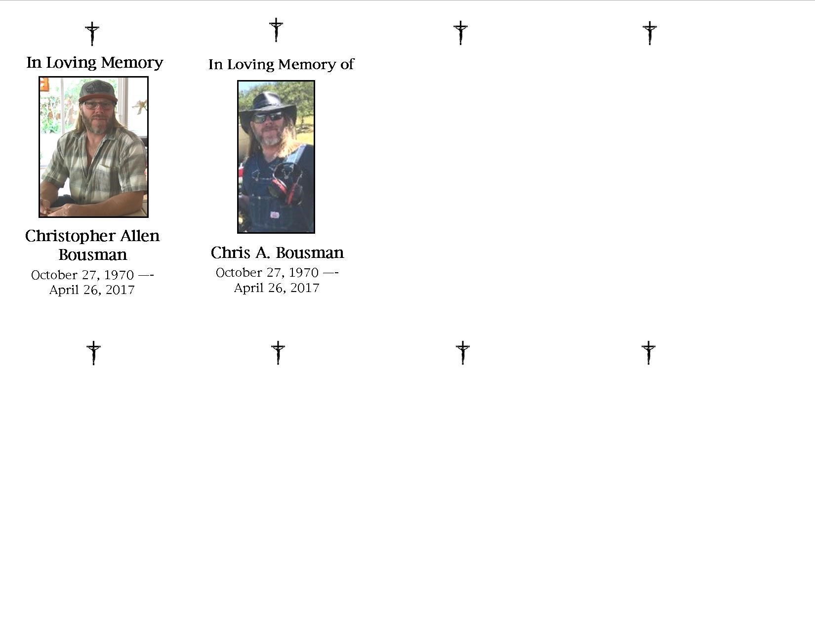 Obituary of Christopher Allen Bousman